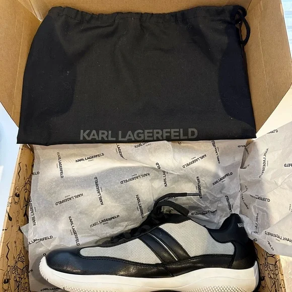Karl Lagerfeld Men's Black and White Camo Print Sneakers Mens size 10.5 - Picture 10 of 10